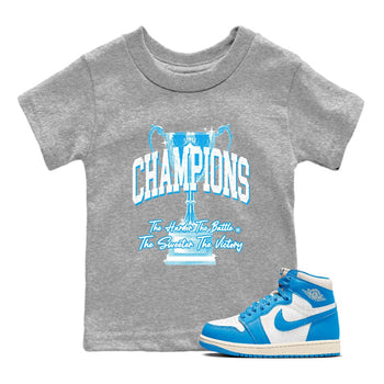 1s High OG UNC Reimagined shirts to match jordans Champions Trophy graphic tees Air Jordan 1 UNC Reimagined match shoes to clothes SNRT Sneaker Tees Youth Baby Heather Grey 1 tee