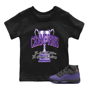 Sneaker match tees – Sneaker Tees To Match Air Jordan 11 Canyon Purple Shoes – Champions Trophy Kids T-Shirt Black 1
