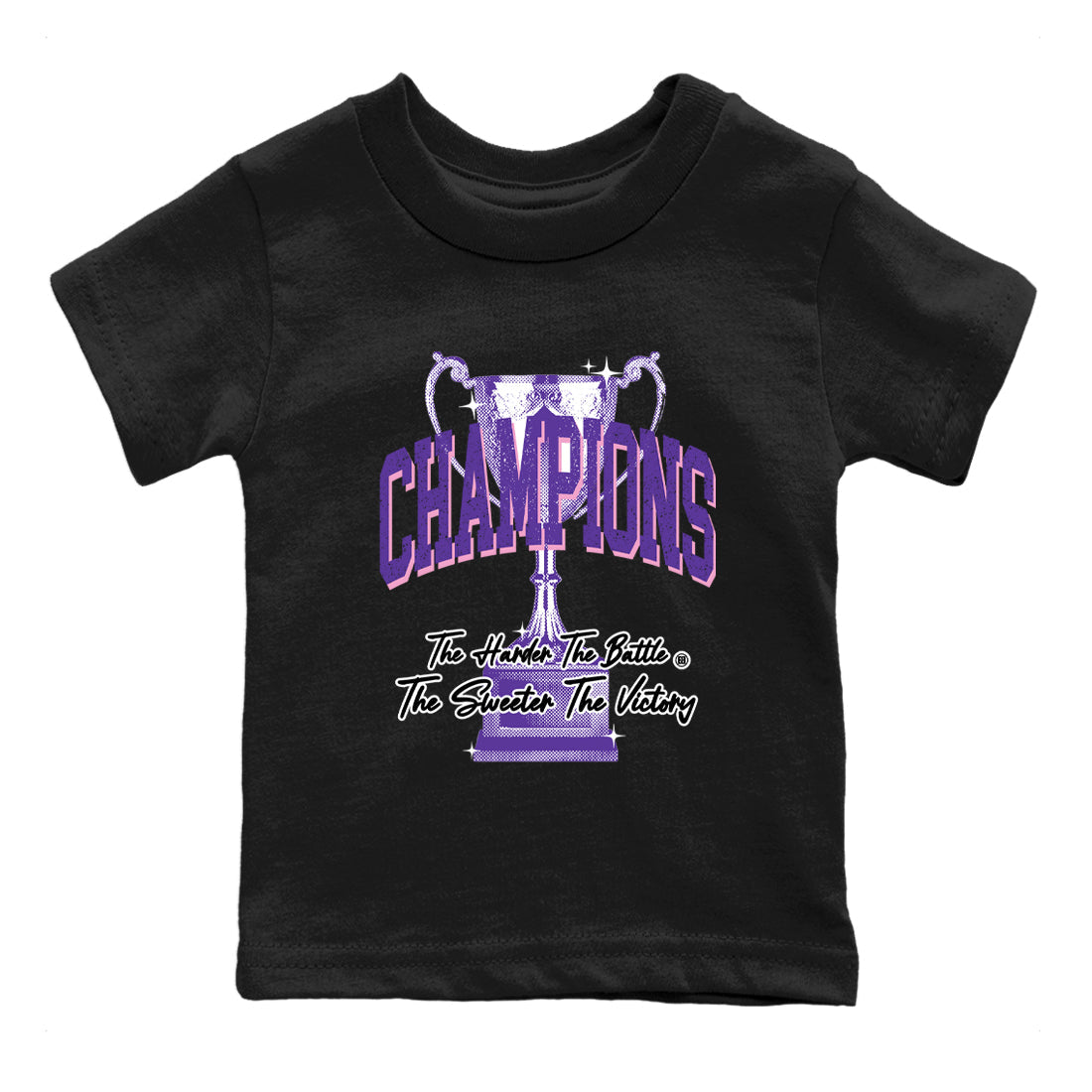 Sneaker match tees – Sneaker Tees To Match Air Jordan 11 Canyon Purple Shoes – Champions Trophy Kids T-Shirt Black 2