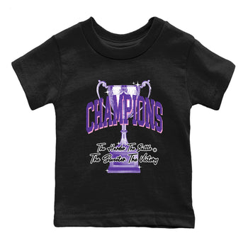 Sneaker match tees – Sneaker Tees To Match Air Jordan 11 Canyon Purple Shoes – Champions Trophy Kids T-Shirt Black 2