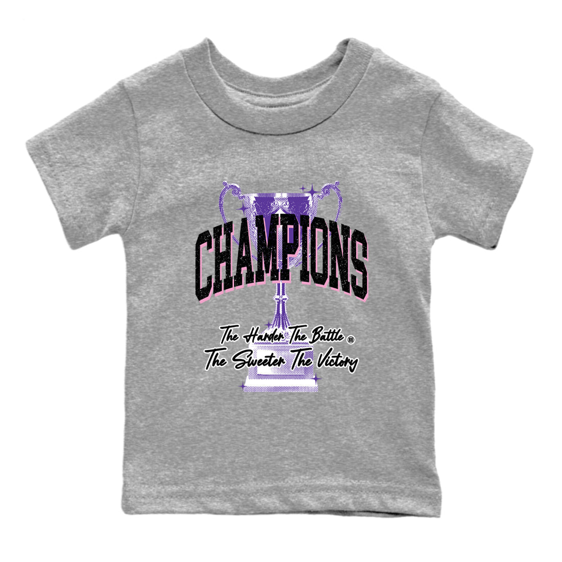 Sneaker match tees – Sneaker Tees To Match Air Jordan 11 Canyon Purple Shoes – Champions Trophy Kids T-Shirt Heather Grey 2