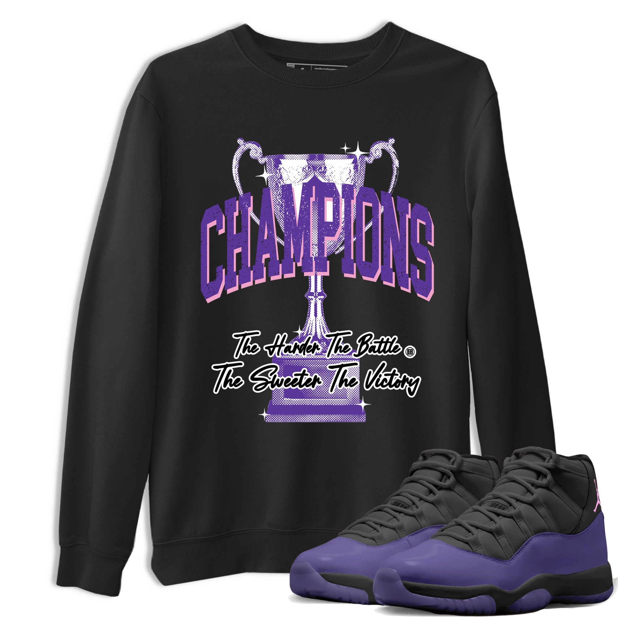 Sneaker match tees – Sneaker Tees To Match Air Jordan 11 Canyon Purple Shoes – Champions Trophy Tee Black 1