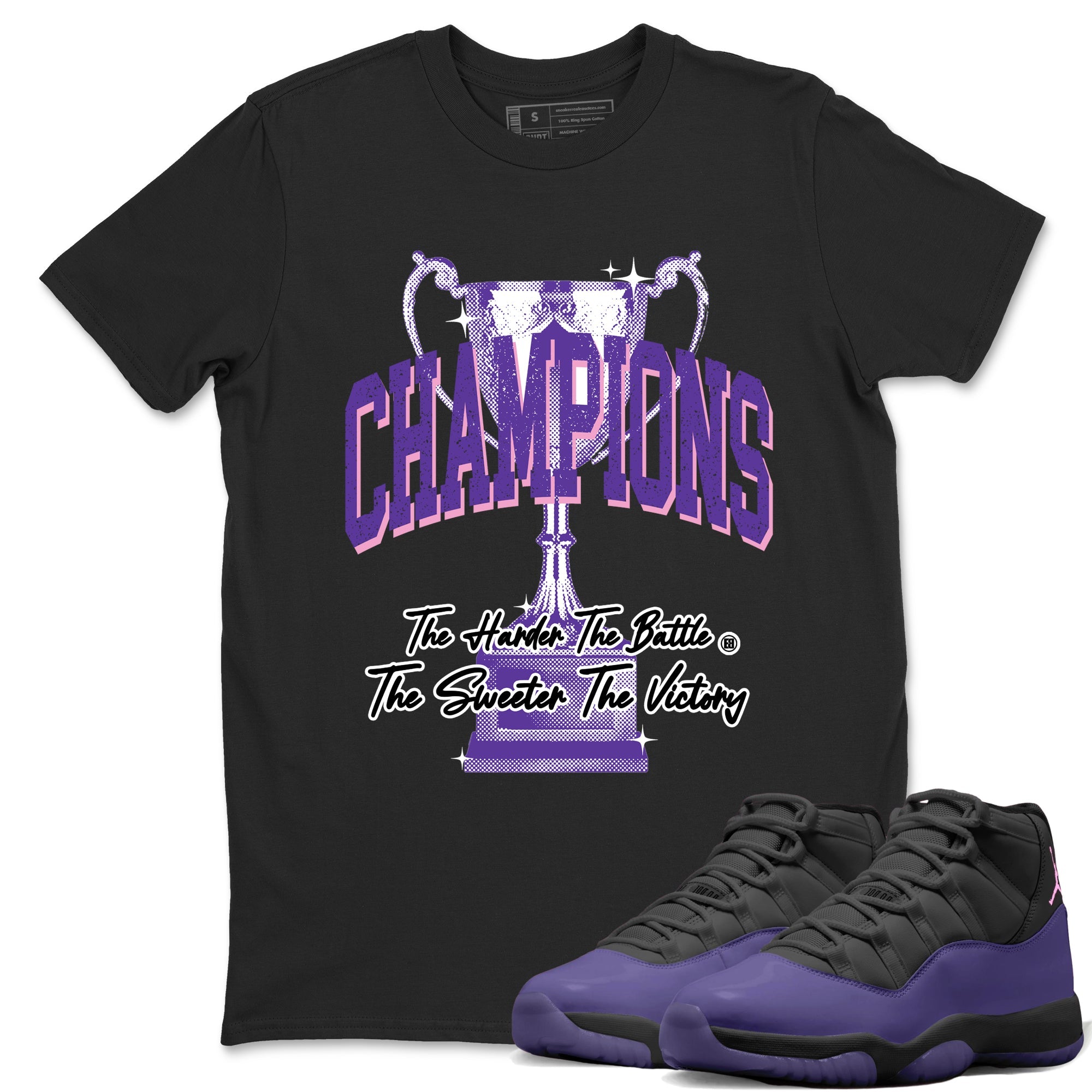 Sneaker match tees – Sneaker Tees To Match Air Jordan 11 Canyon Purple Shoes – Champions Trophy Tee Black 1