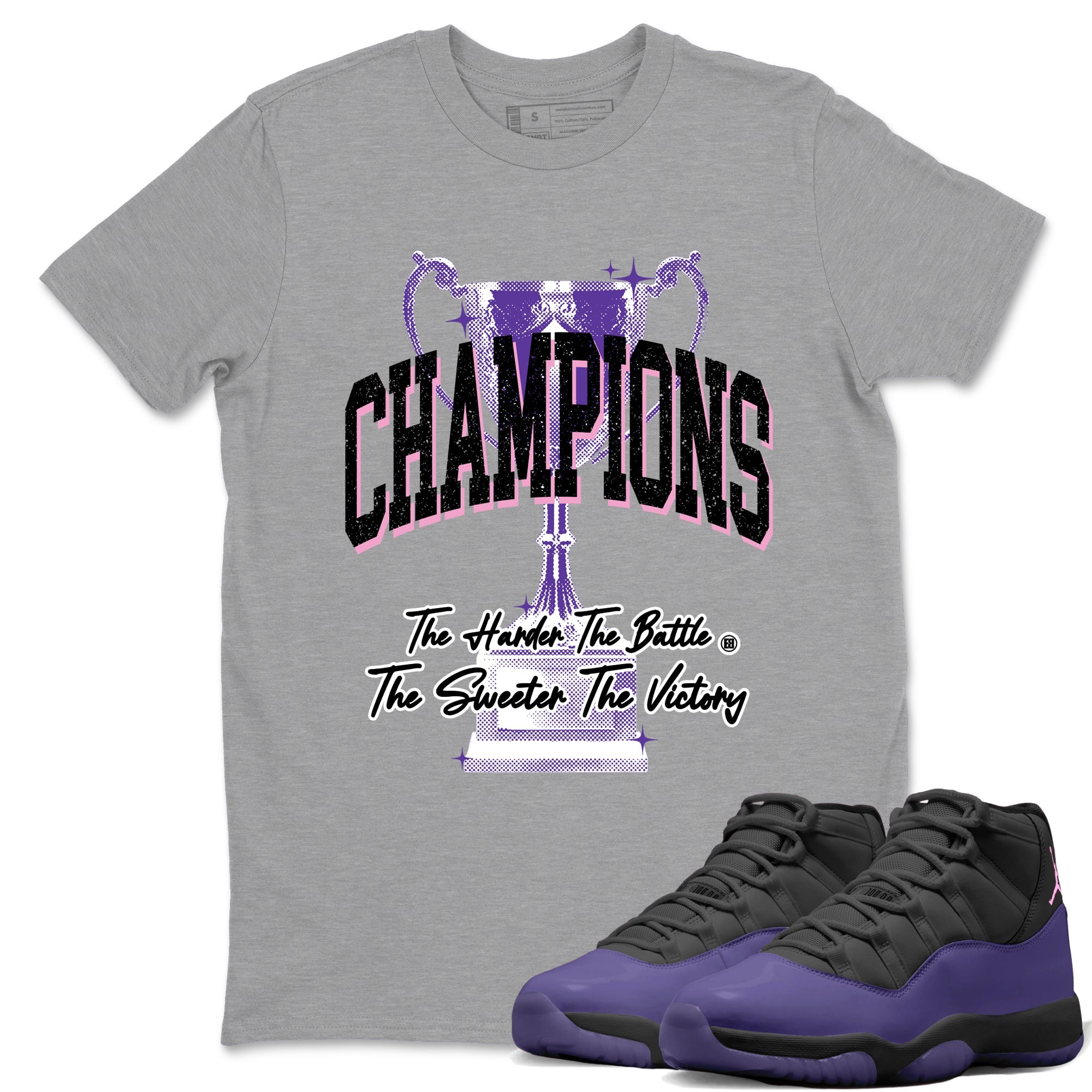 Sneaker match tees – Sneaker Tees To Match Air Jordan 11 Canyon Purple Shoes – Champions Trophy Tee Heather Grey 1