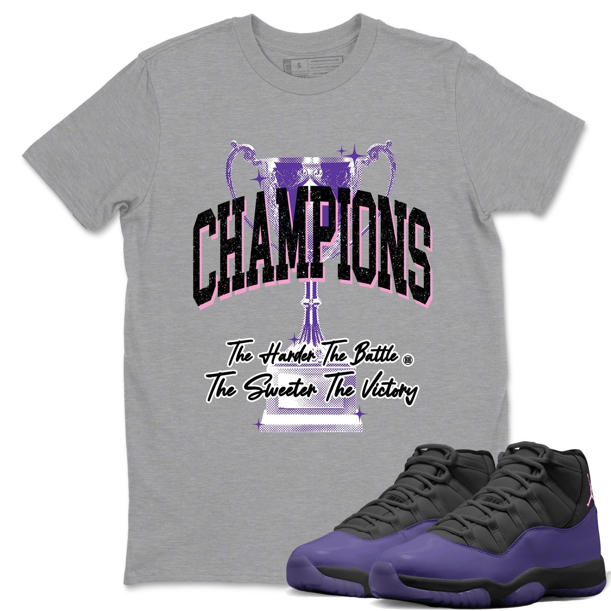 Sneaker match tees – Sneaker Tees To Match Air Jordan 11 Canyon Purple Shoes – Champions Trophy Tee Heather Grey 1