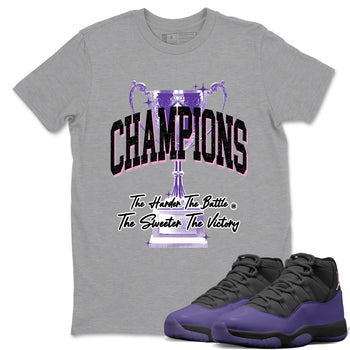 Sneaker match tees – Sneaker Tees To Match Air Jordan 11 Canyon Purple Shoes – Champions Trophy Tee Heather Grey 1