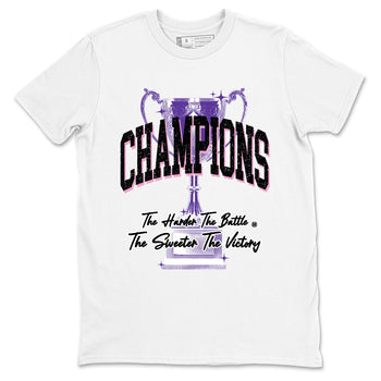 Sneaker match tees – Sneaker Tees To Match Air Jordan 11 Canyon Purple Shoes – Champions Trophy Tee White 2