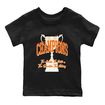 Champions Trophy baby and kids t-shirt crafted for little sneakerheads to shine with the Air Jordan 3 Starfish sneakers, displayed in Black 2.
