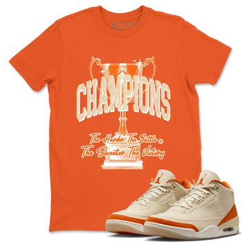 Champions Trophy sneaker match t-shirt styled to complete your fit with the Air Jordan 3 Starfish sneakers, shown in Orange 1.