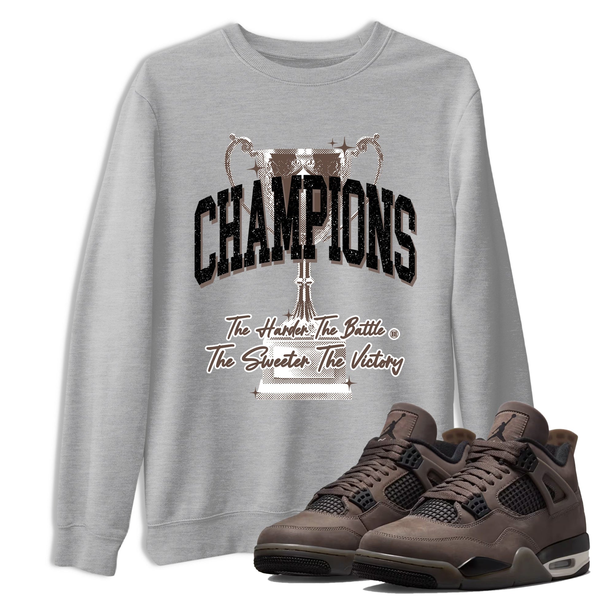 Sneaker match tees – Sneaker Tees To Match Air Jordan 4 Cave Stone Shoes – Champions Trophy Tee Heather Grey 1