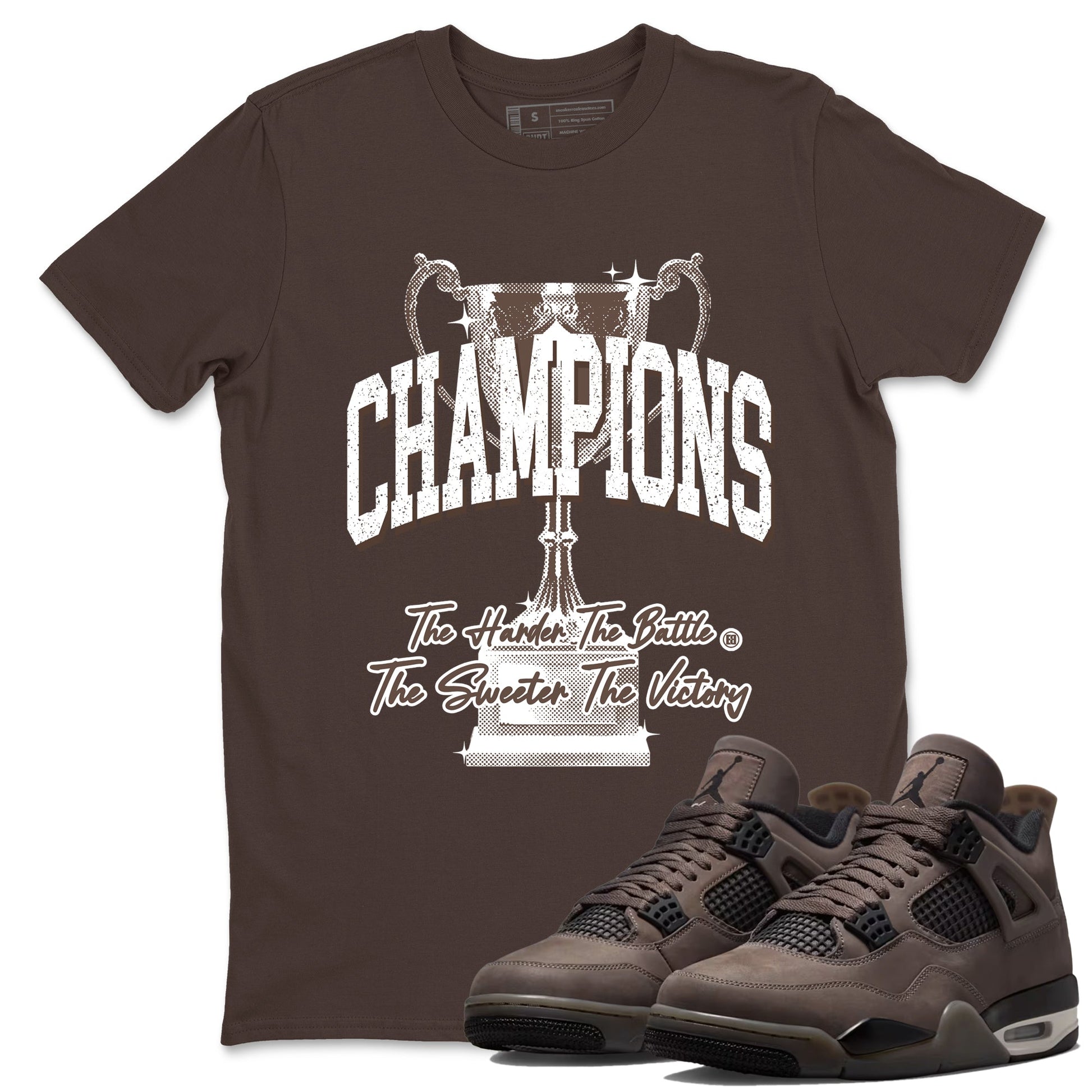 Sneaker match tees – Sneaker Tees To Match Air Jordan 4 Cave Stone Shoes – Champions Trophy Tee Dark Chocolate 1