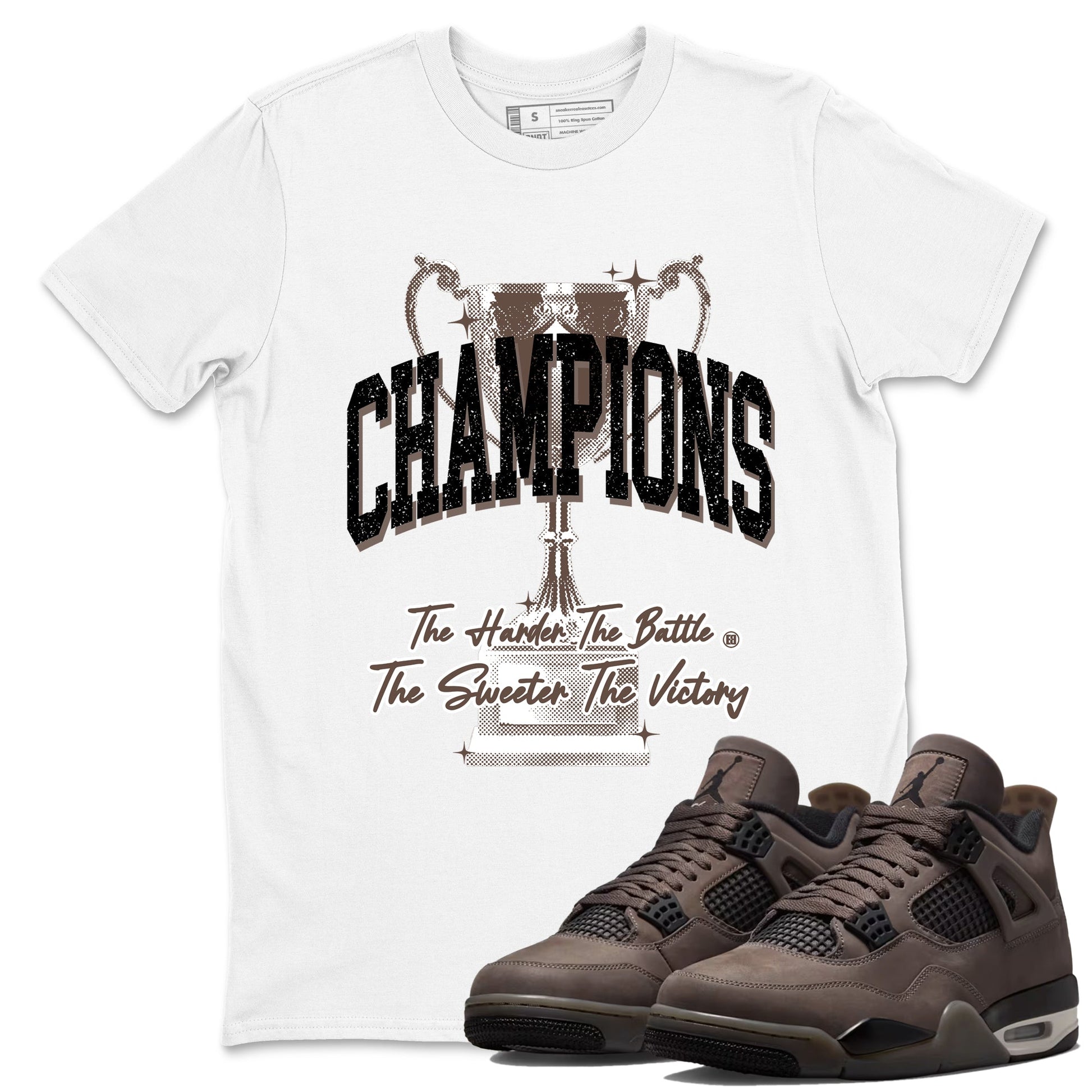 Sneaker match tees – Sneaker Tees To Match Air Jordan 4 Cave Stone Shoes – Champions Trophy Tee White 1