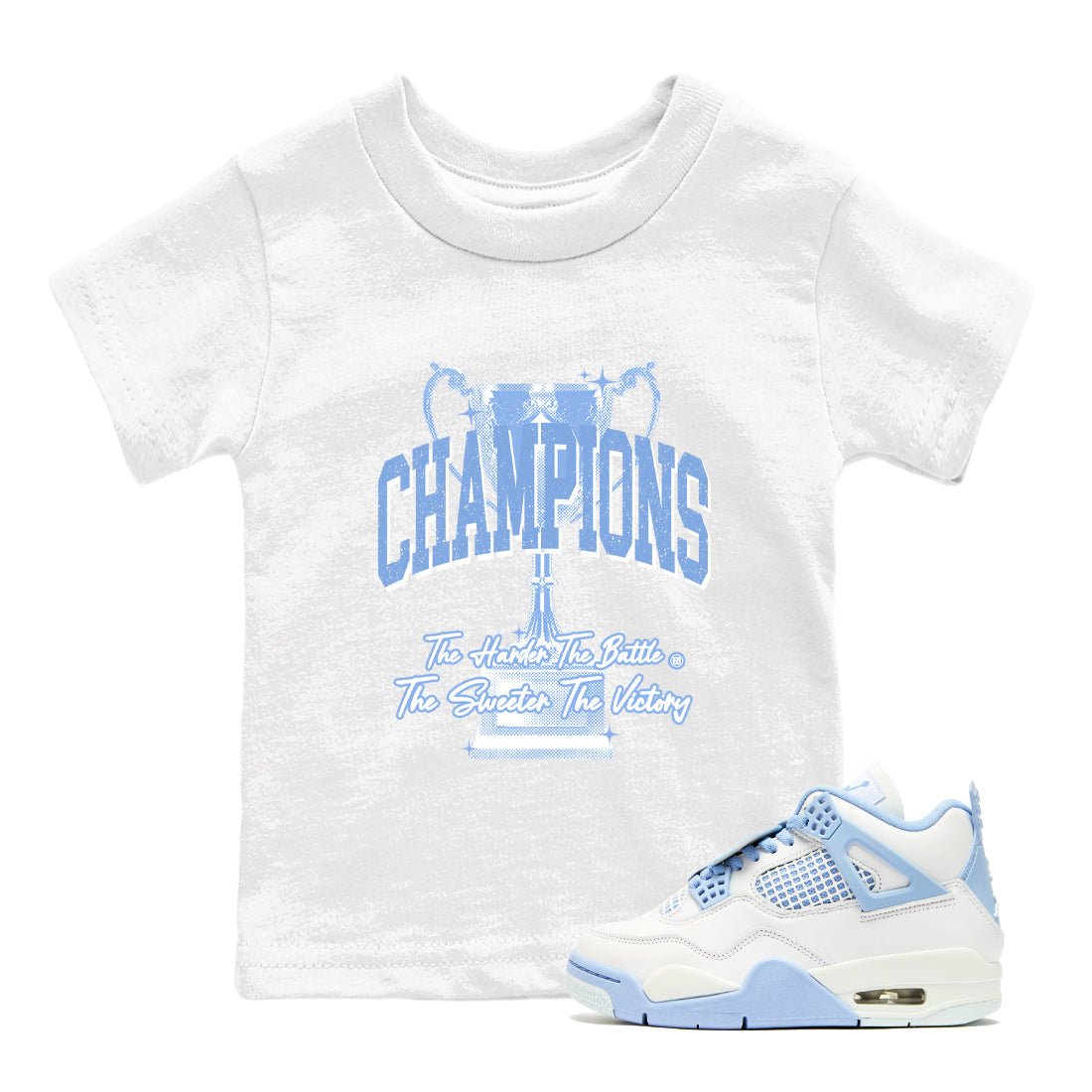4s Forget Me Not shirts to match jordans Champions Trophy sneaker match tees Air Jordan 4 WMNS Aluminummatch shoes to clothes SNRT Sneaker Tees Youth Baby White 1 tee