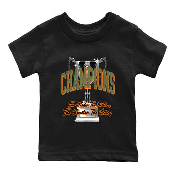 Sneaker match tees – Sneaker Tees To Match Undefeated inspired colorways Air Jordan 4 OG Olive Shoes  – Champions Trophy Kids T-Shirt Black 2