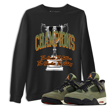 Sneaker match tees – Sneaker Tees To Match Undefeated inspired colorways Air Jordan 4 OG Olive Shoes  – Champions Trophy Tee Black 1