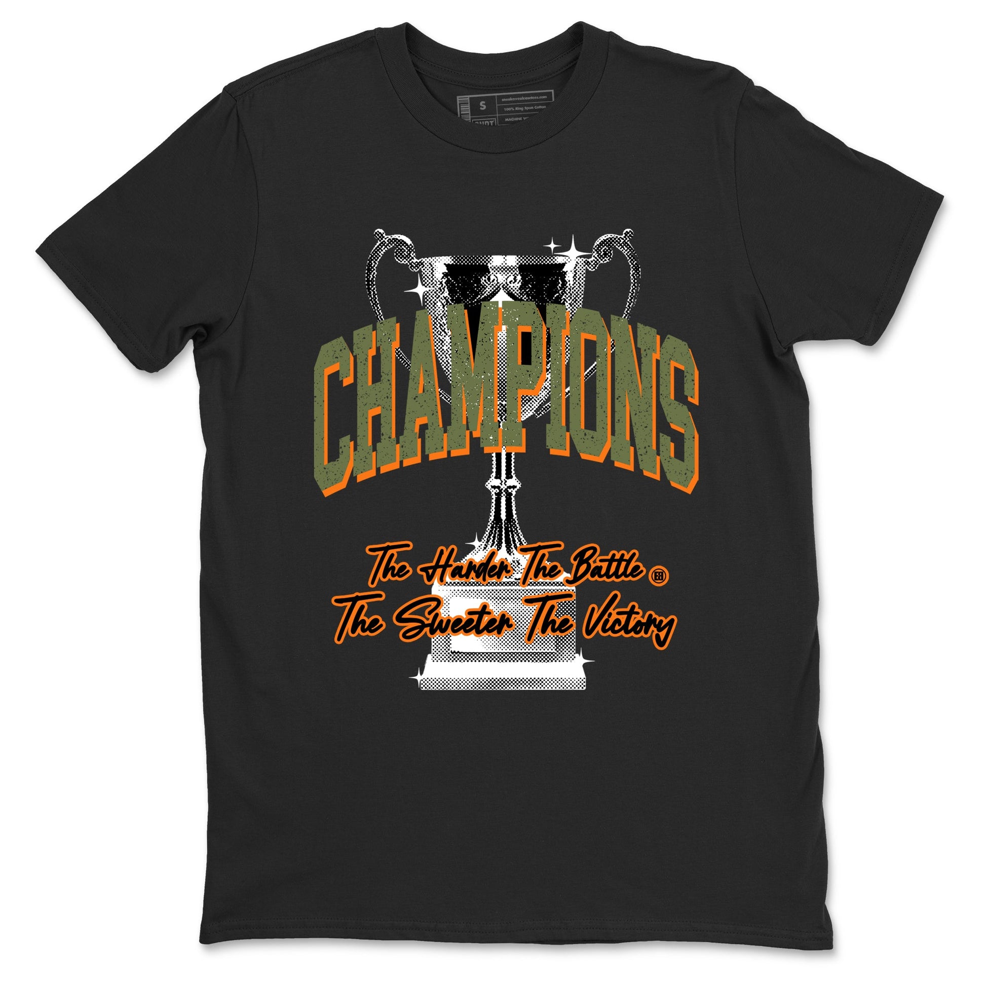 Sneaker match tees – Sneaker Tees To Match Undefeated inspired colorways Air Jordan 4 OG Olive Shoes  – Champions Trophy Tee Black 2