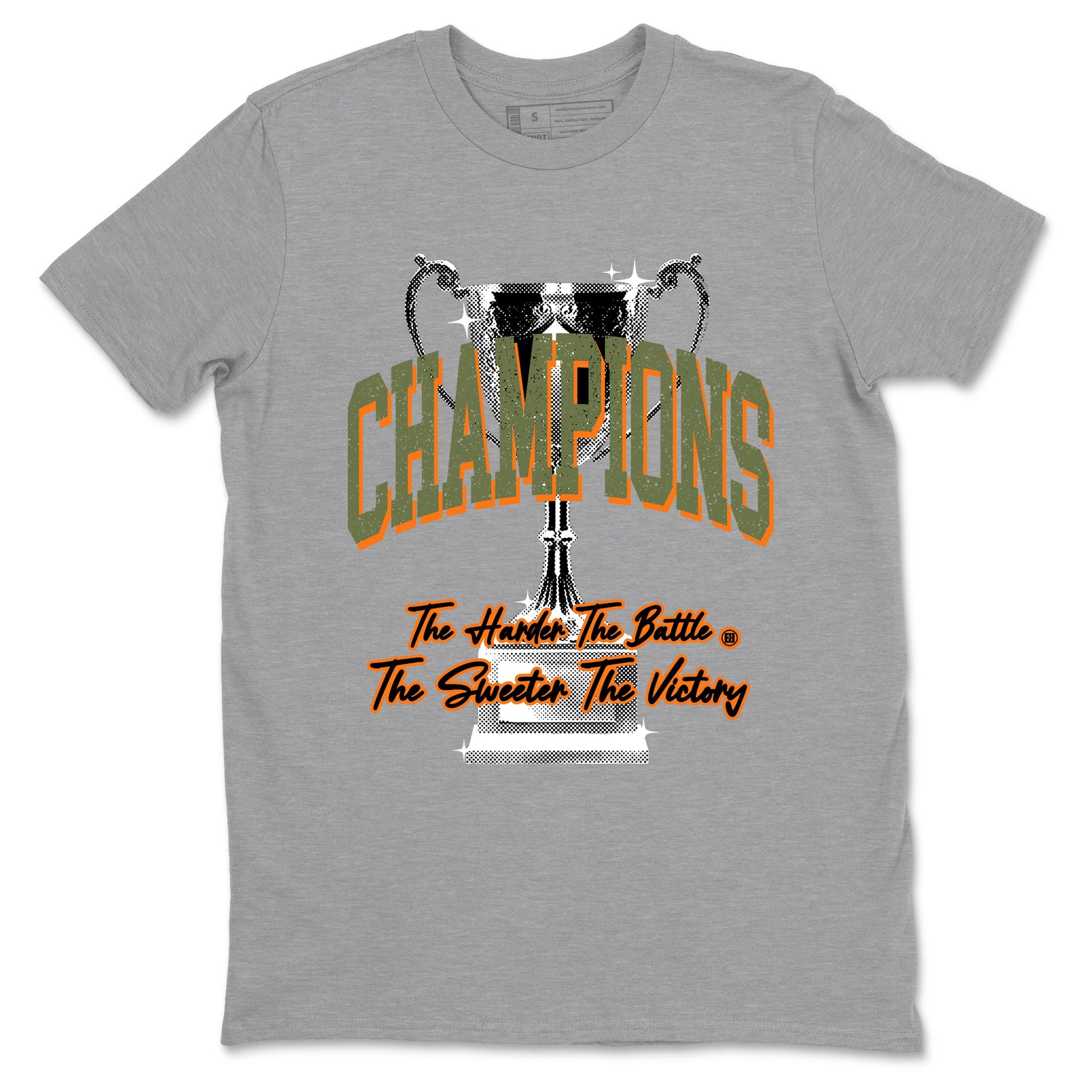 Sneaker match tees – Sneaker Tees To Match Undefeated inspired colorways Air Jordan 4 OG Olive Shoes  – Champions Trophy Tee Heather Grey 2