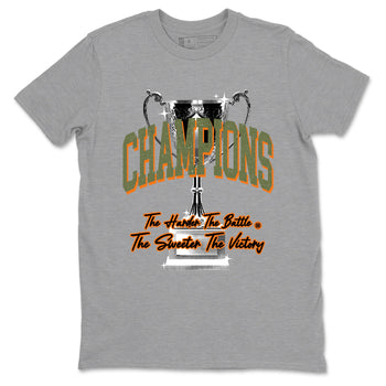 Sneaker match tees – Sneaker Tees To Match Undefeated inspired colorways Air Jordan 4 OG Olive Shoes  – Champions Trophy Tee Heather Grey 2