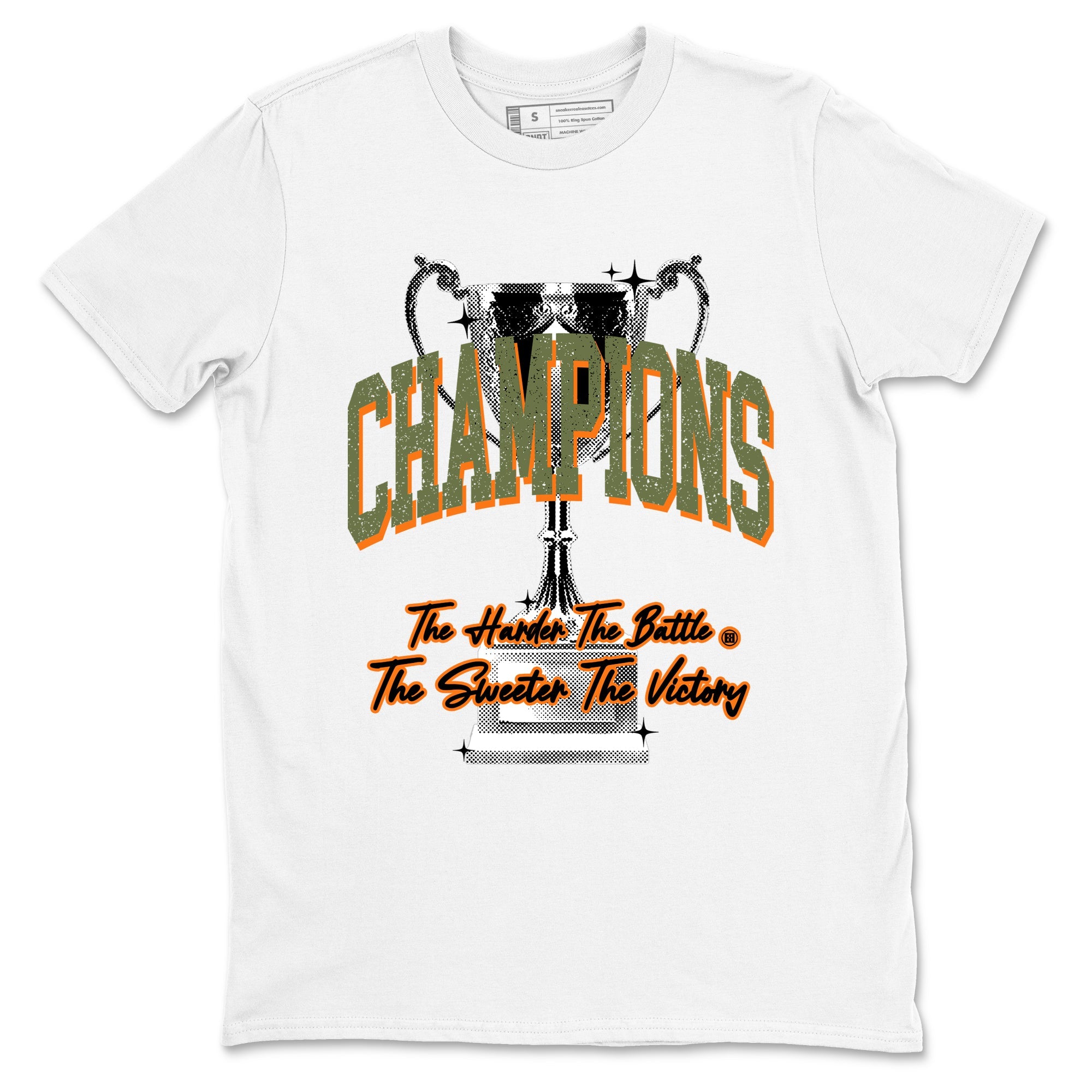 Sneaker match tees – Sneaker Tees To Match Undefeated inspired colorways Air Jordan 4 OG Olive Shoes  – Champions Trophy Tee White 2