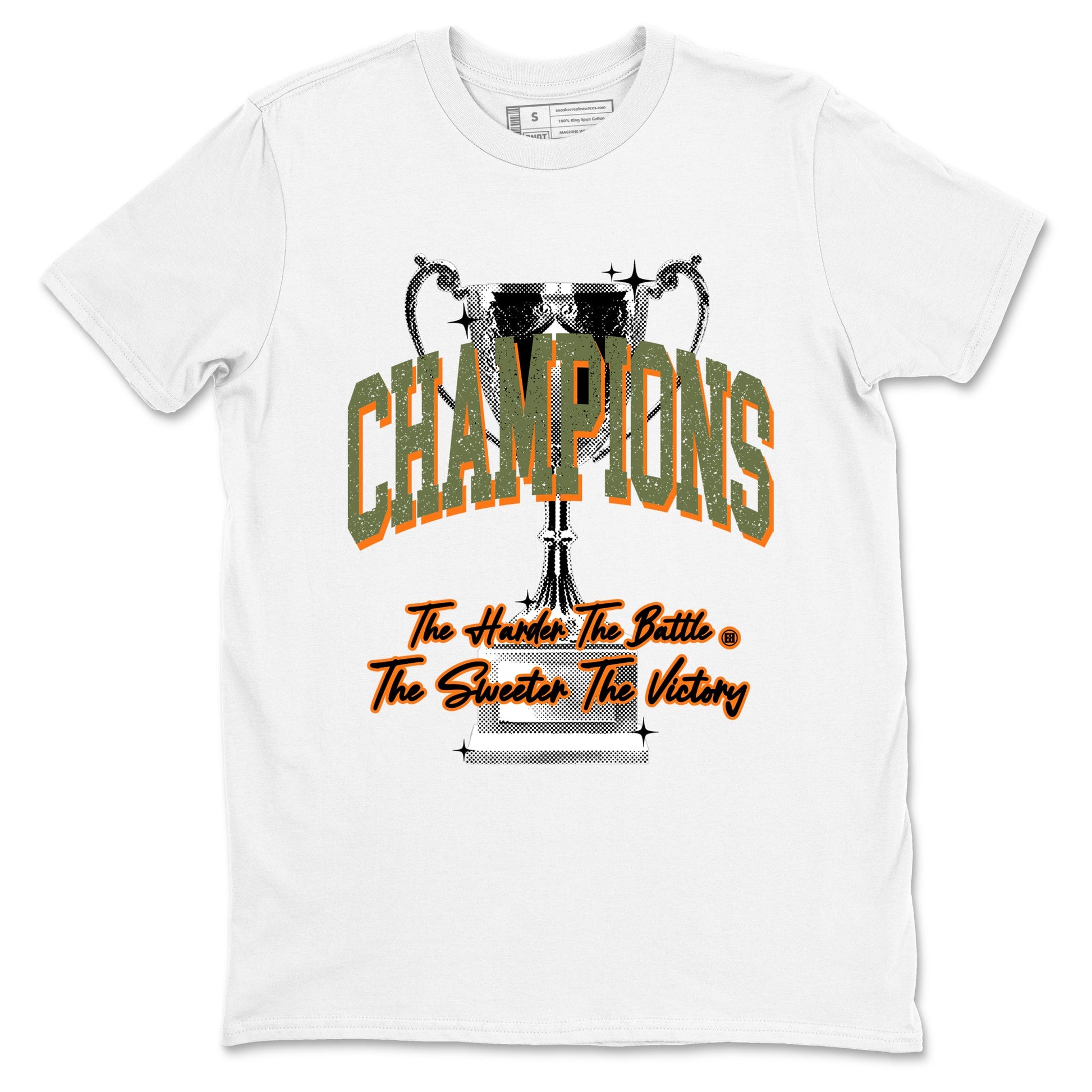 Sneaker match tees – Sneaker Tees To Match Undefeated inspired colorways Air Jordan 4 OG Olive Shoes  – Champions Trophy Tee White 2