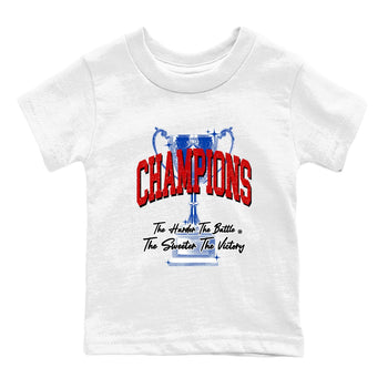 Champions Trophy baby and kids t-shirt crafted for little sneakerheads to shine with the Air Jordan 4 Rare Air sneakers, displayed in White 2.