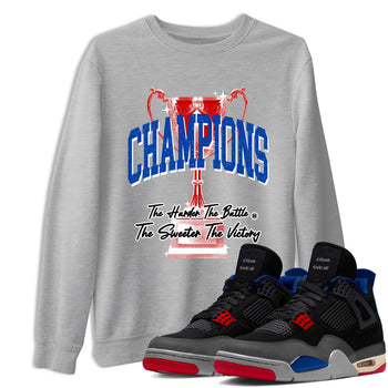 Champions Trophy sneaker match t-shirt styled to complete your fit with the Air Jordan 4 Rare Air sneakers, shown in Heather Grey 1.