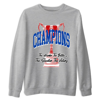 Champions Trophy sneaker match t-shirt styled to complete your fit with the Air Jordan 4 Rare Air sneakers, shown in Heather Grey 2.