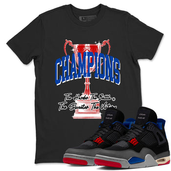 Champions Trophy sneaker match t-shirt styled to complete your fit with the Air Jordan 4 Rare Air sneakers, shown in Black 1.