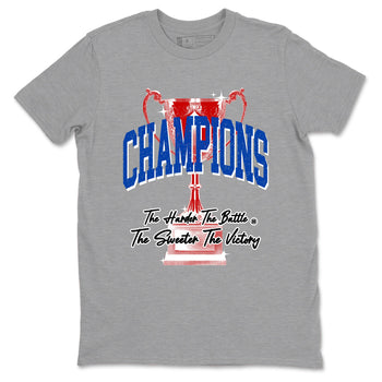Champions Trophy sneaker match t-shirt styled to complete your fit with the Air Jordan 4 Rare Air sneakers, shown in Heather Grey 2.