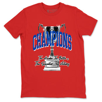 Champions Trophy sneaker match t-shirt styled to complete your fit with the Air Jordan 4 Rare Air sneakers, shown in Red 2.