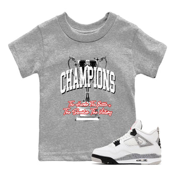 4s White Cement shirts to match jordans Champions Trophy sneaker match tees Air Jordan 4 Retro OG White Cement match shoes to clothes SNRT Sneaker Tees Youth Baby Heather Grey 1 tee