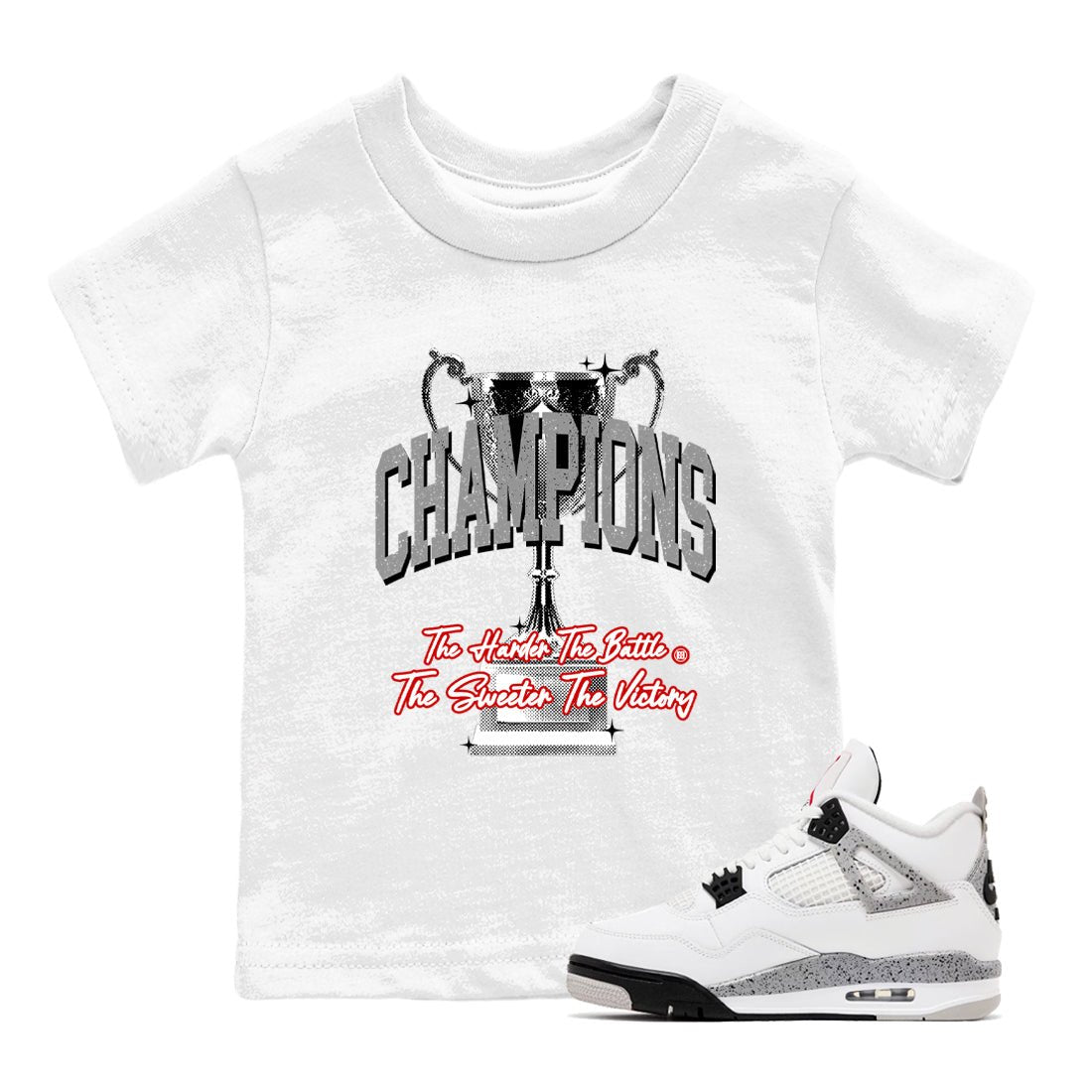 4s White Cement shirts to match jordans Champions Trophy sneaker match tees Air Jordan 4 Retro OG White Cement match shoes to clothes SNRT Sneaker Tees Youth Baby White 1 tee