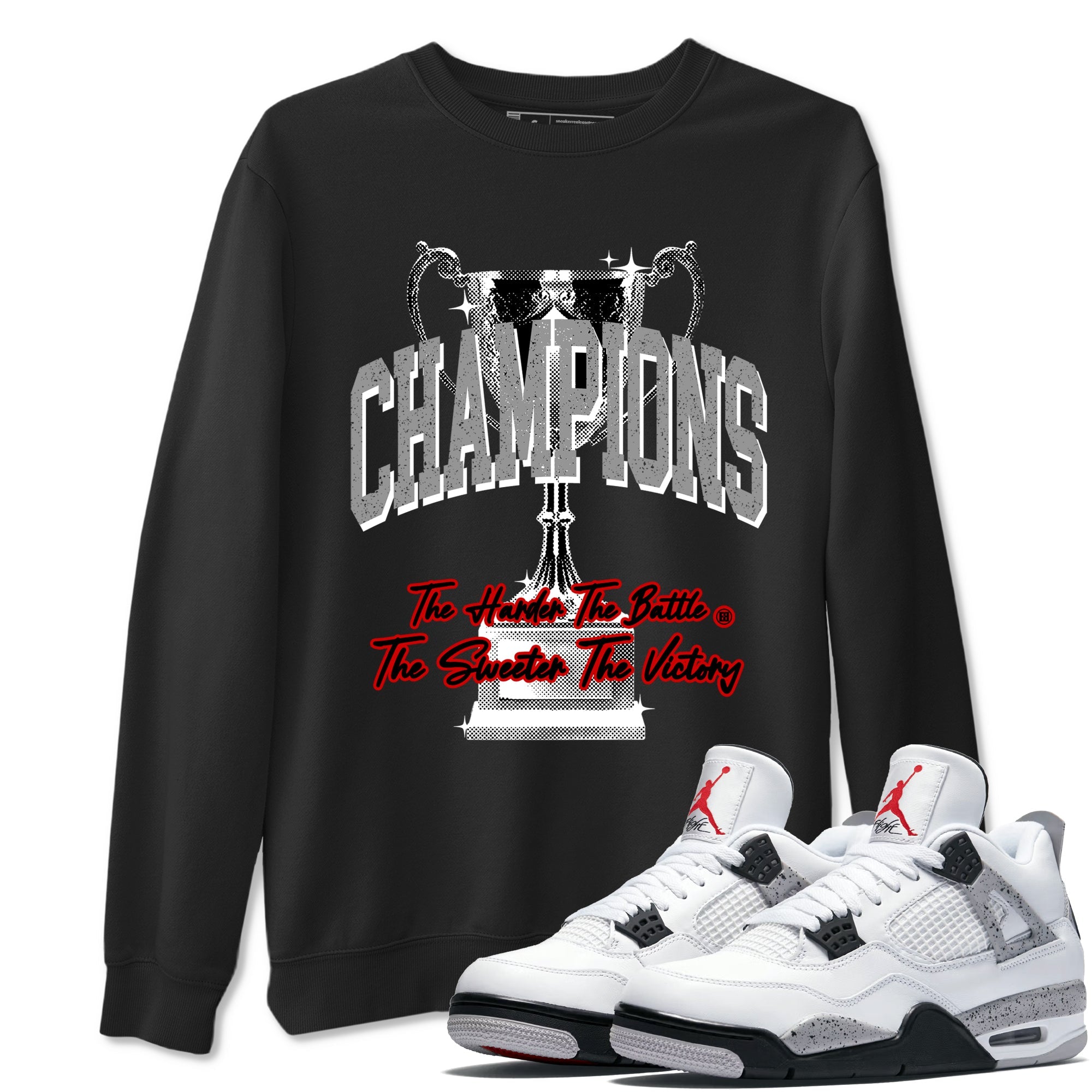 4s White Cement shirts to match jordans Champions Trophy sneaker match tees Air Jordan 4 Retro OG White Cement match shoes to clothes SNRT Sneaker Tees unisex cotton Black 1 shirts