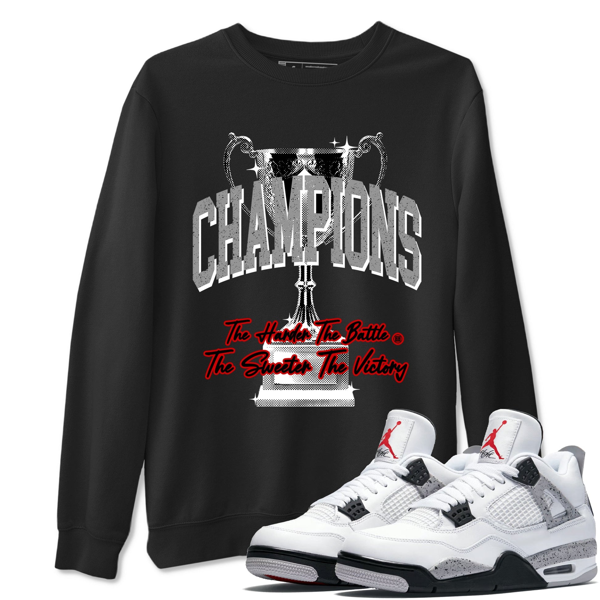 4s White Cement shirts to match jordans Champions Trophy sneaker match tees Air Jordan 4 Retro OG White Cement match shoes to clothes SNRT Sneaker Tees unisex cotton Black 1 shirts