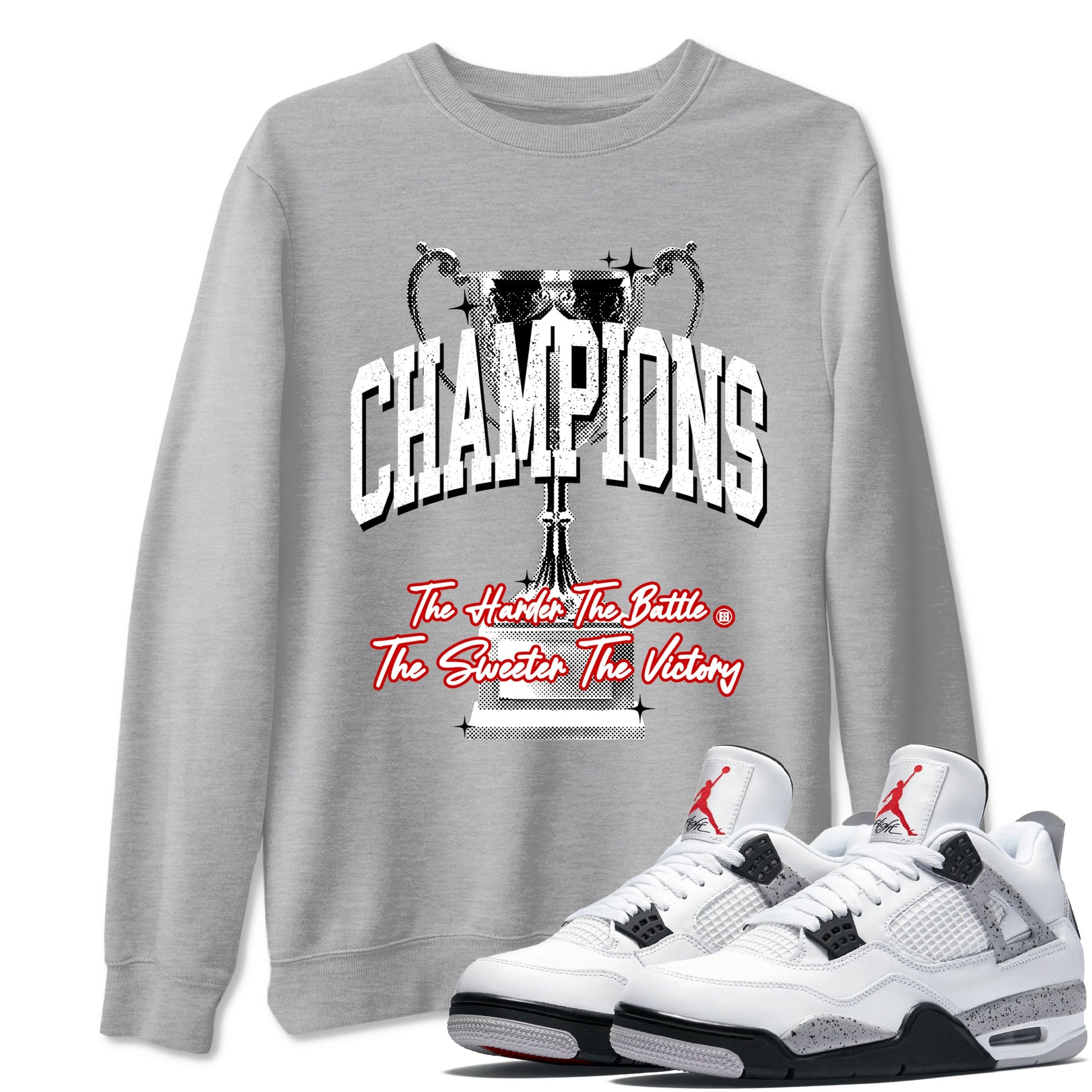 4s White Cement shirts to match jordans Champions Trophy sneaker match tees Air Jordan 4 Retro OG White Cement match shoes to clothes SNRT Sneaker Tees unisex cotton Heather Grey 1 shirts