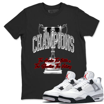 4s White Cement shirts to match jordans Champions Trophy sneaker match tees Air Jordan 4 Retro OG White Cement match shoes to clothes SNRT Sneaker Tees unisex cotton Black 1 shirts