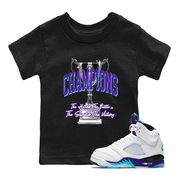 5s Grape shirts to match jordans Champions Trophy sneaker match tees Air Jordan 5 Retro Grape match shoes to clothes SNRT Sneaker Tees Youth Baby Black 1 tee