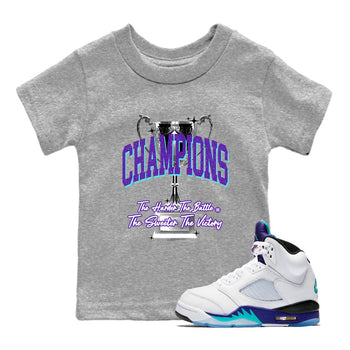 5s Grape shirts to match jordans Champions Trophy sneaker match tees Air Jordan 5 Retro Grape match shoes to clothes SNRT Sneaker Tees Youth Baby Heather Grey 1 tee