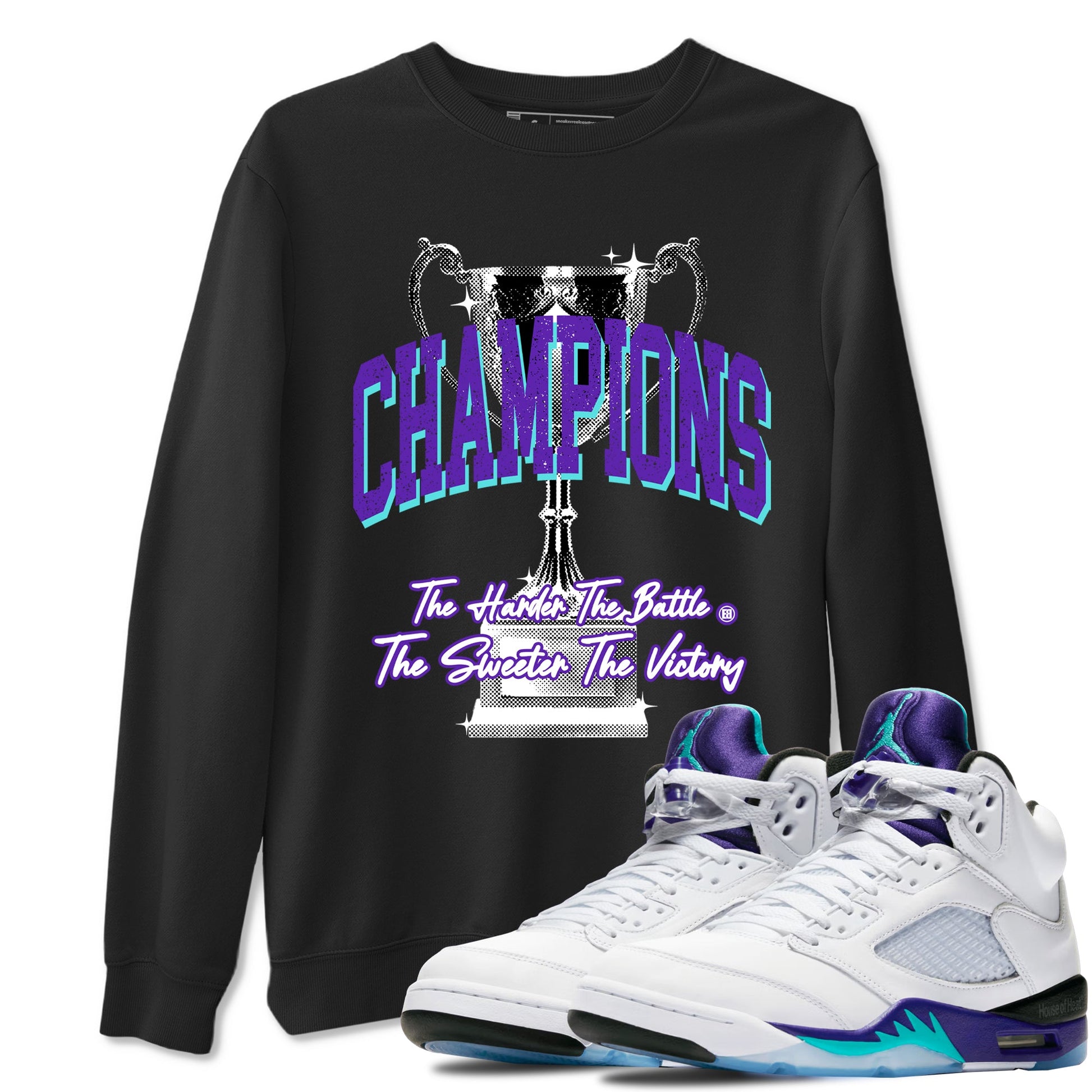 5s Grape shirts to match jordans Champions Trophy sneaker match tees Air Jordan 5 Retro Grape match shoes to clothes SNRT Sneaker Tees unisex cotton Black 1 shirts