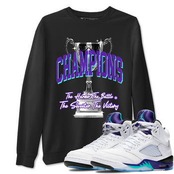 5s Grape shirts to match jordans Champions Trophy sneaker match tees Air Jordan 5 Retro Grape match shoes to clothes SNRT Sneaker Tees unisex cotton Black 1 shirts