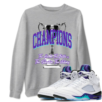 5s Grape shirts to match jordans Champions Trophy sneaker match tees Air Jordan 5 Retro Grape match shoes to clothes SNRT Sneaker Tees unisex cotton Heather Grey 1 shirts