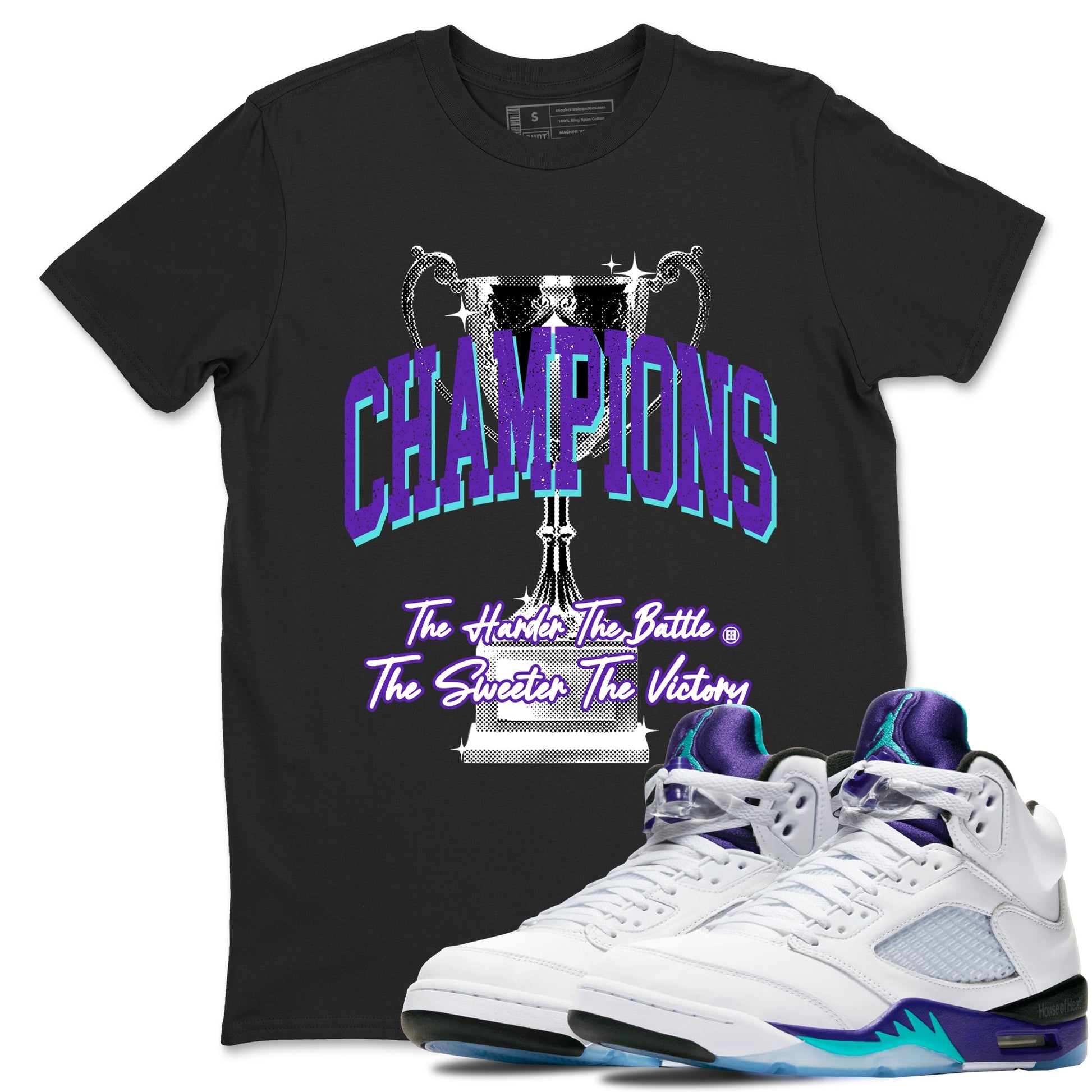5s Grape shirts to match jordans Champions Trophy sneaker match tees Air Jordan 5 Retro Grape match shoes to clothes SNRT Sneaker Tees unisex cotton Black 1 shirts