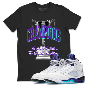 5s Grape shirts to match jordans Champions Trophy sneaker match tees Air Jordan 5 Retro Grape match shoes to clothes SNRT Sneaker Tees unisex cotton Black 1 shirts