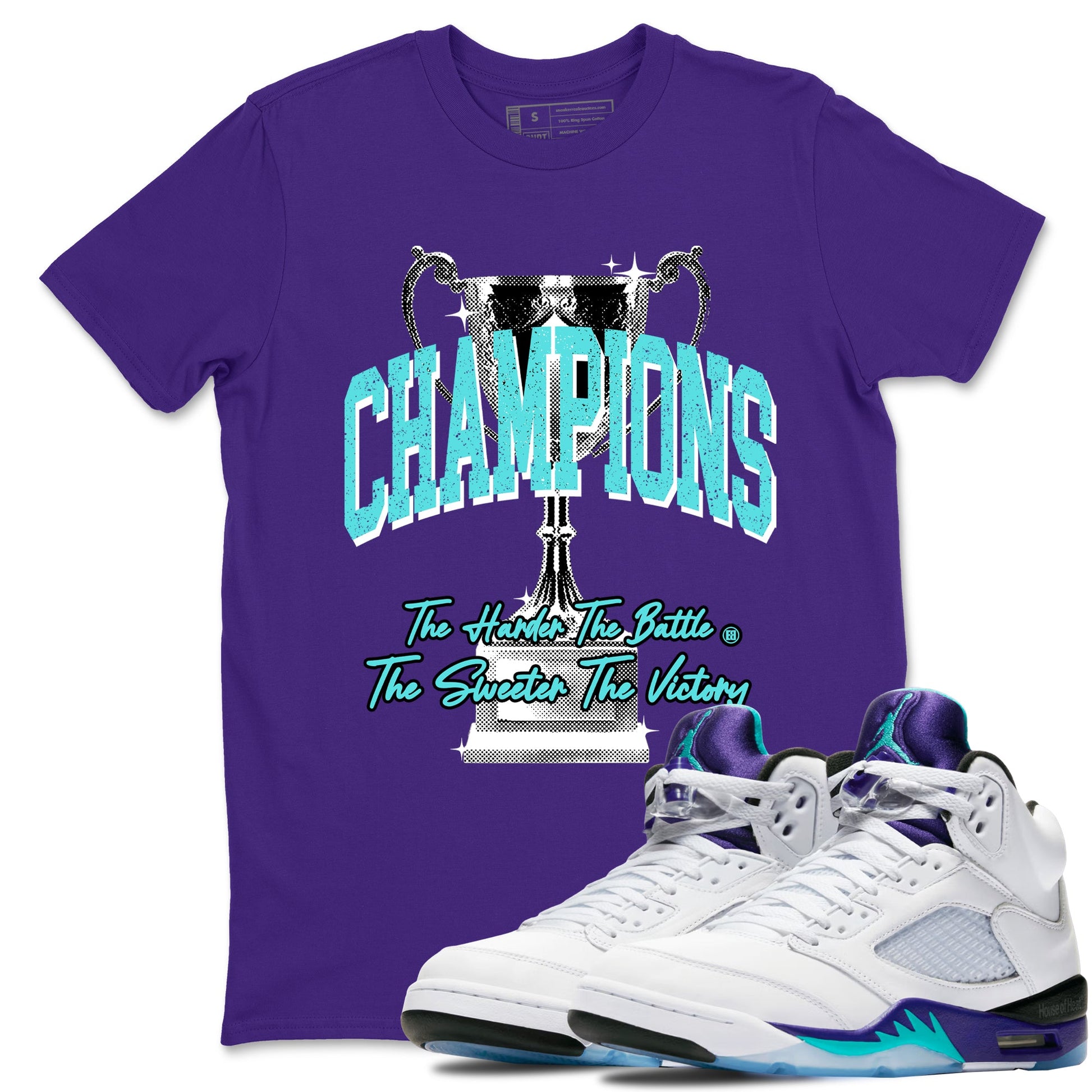 5s Grape shirts to match jordans Champions Trophy sneaker match tees Air Jordan 5 Retro Grape match shoes to clothes SNRT Sneaker Tees unisex cotton Purple 1 shirts
