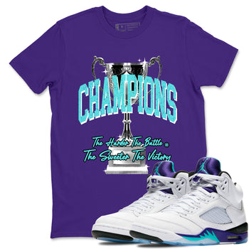 5s Grape shirts to match jordans Champions Trophy sneaker match tees Air Jordan 5 Retro Grape match shoes to clothes SNRT Sneaker Tees unisex cotton Purple 1 shirts