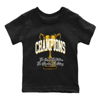 Champions Trophy baby and kids t-shirt crafted for little sneakerheads to with the Air Jordan 5 Tokyo sneakers, displayed in Black 2.