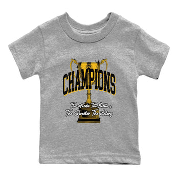 Champions Trophy baby and kids t-shirt crafted for little sneakerheads to with the Air Jordan 5 Tokyo sneakers, displayed in Heather Grey 2.