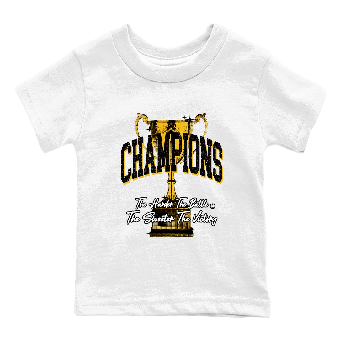 Champions Trophy baby and kids t-shirt crafted for little sneakerheads to with the Air Jordan 5 Tokyo sneakers, displayed in White 2.