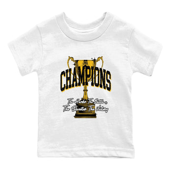 Champions Trophy baby and kids t-shirt crafted for little sneakerheads to with the Air Jordan 5 Tokyo sneakers, displayed in White 2.