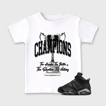 Sneaker match tees – Sneaker Tees To Match Air Jordan 6 Cap and Gown Shoes – Champions Trophy Kids T-Shirt White 1
